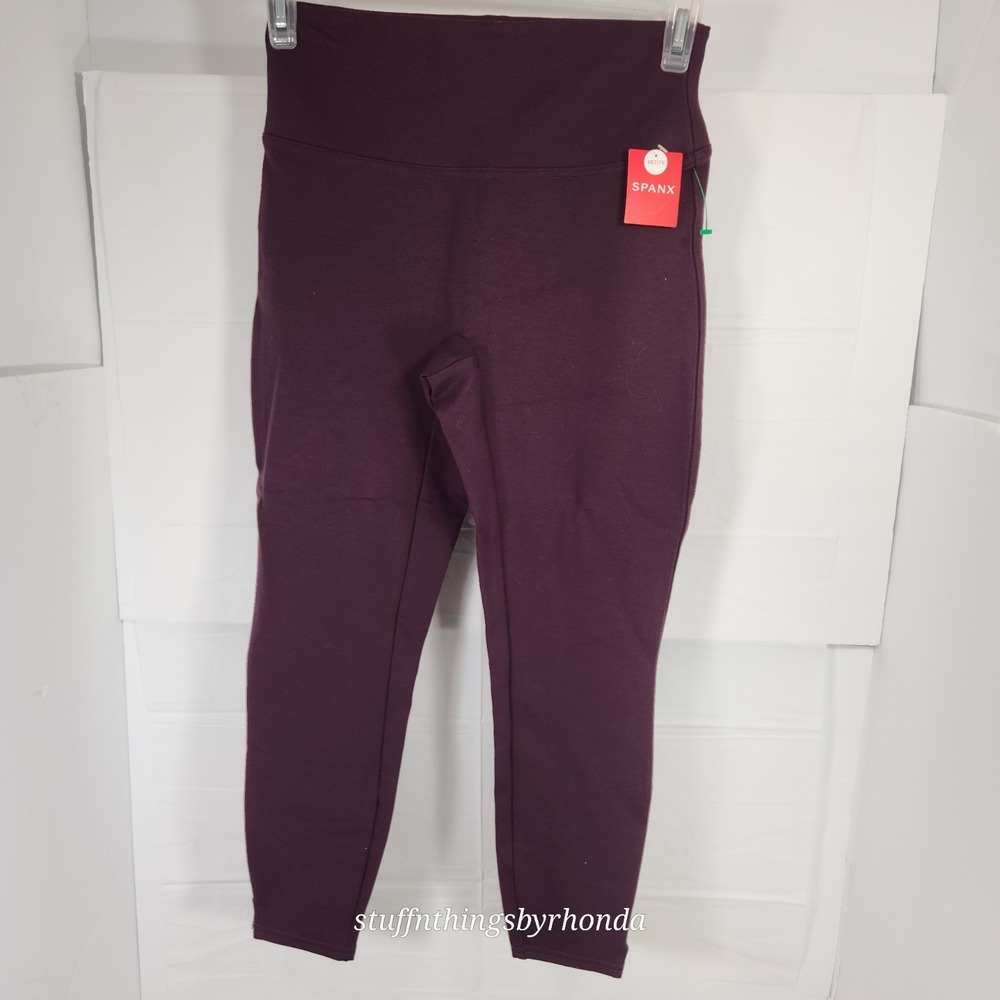 Spanx Womens Ankle Length Ponte Hem Slit‎ Leggings Petite US MED 8/10 Brandywine